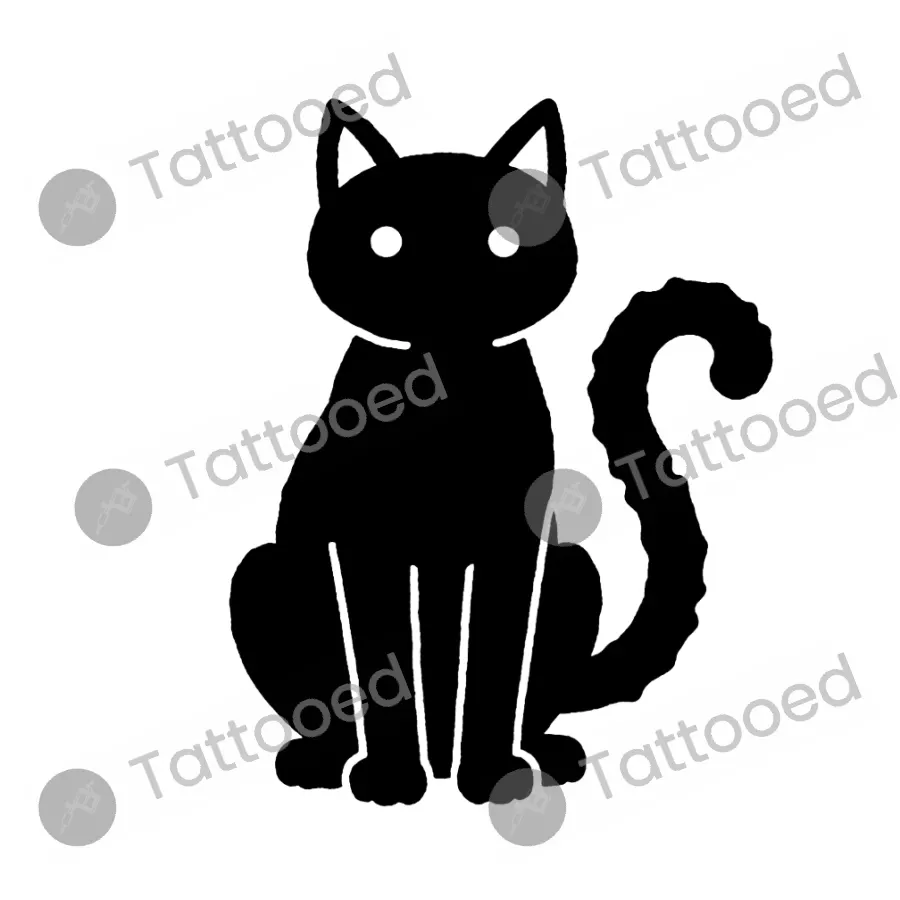 Ignorant Style Cat, blackwork tattoo flash design