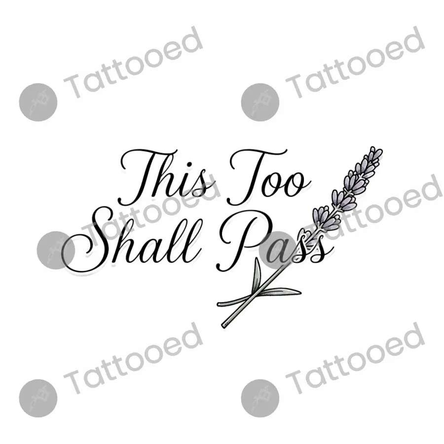 This Too Shall Pass, lettering tattoo flash design