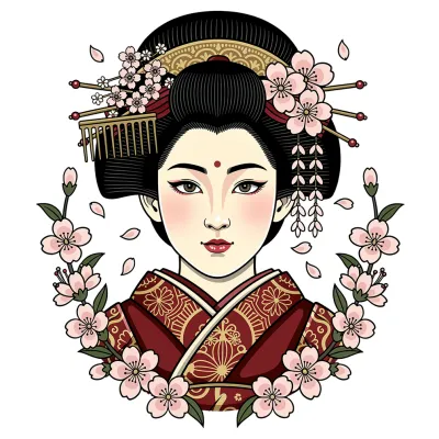 Geisha Portrait tattoo flash design