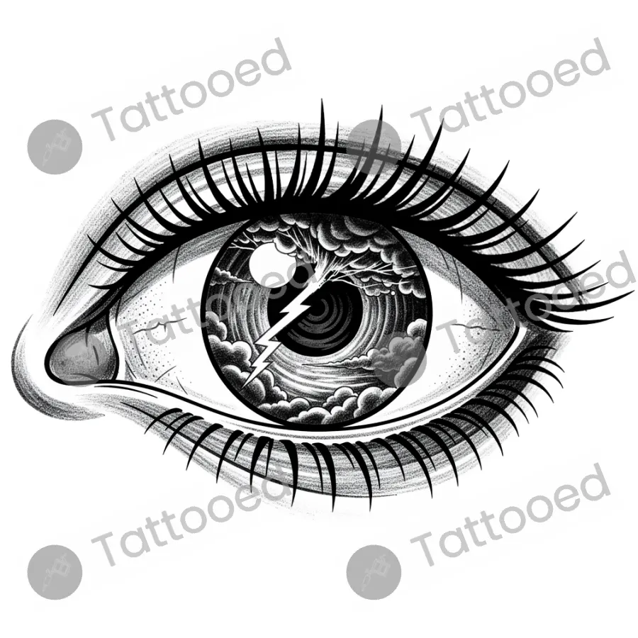 Eye of the Storm, realism tattoo flash design