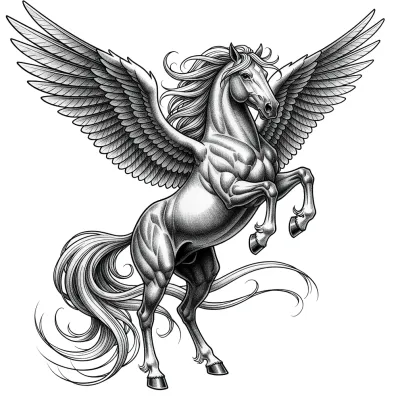 Pegasus, Realism tattoo flash design