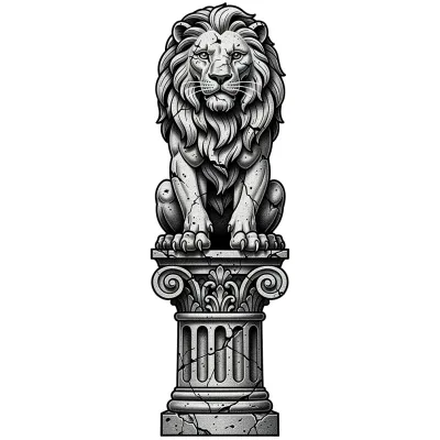 Architectural lion, Realism tattoo flash design