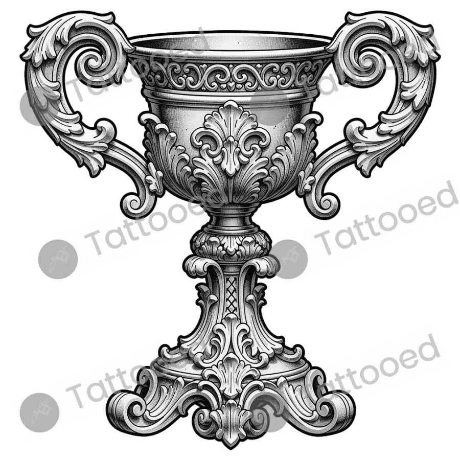 Baroque chalice, realism tattoo flash design