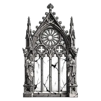 Cathedral arch, Realism tattoo flash design