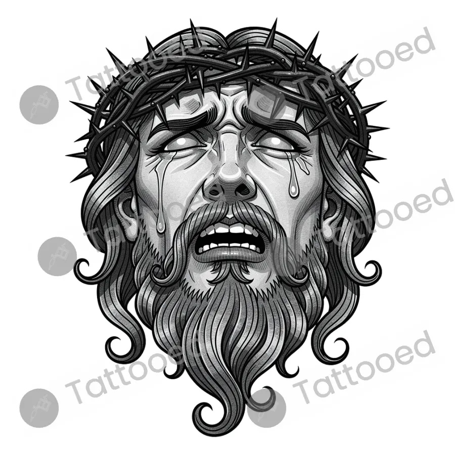 Christ portrait, realism tattoo flash design