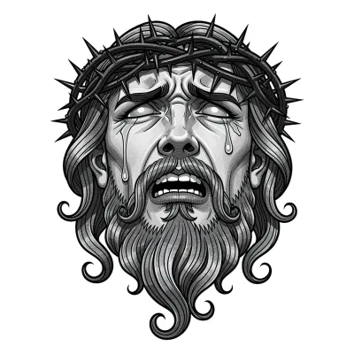 Christ portrait, Realism tattoo flash design