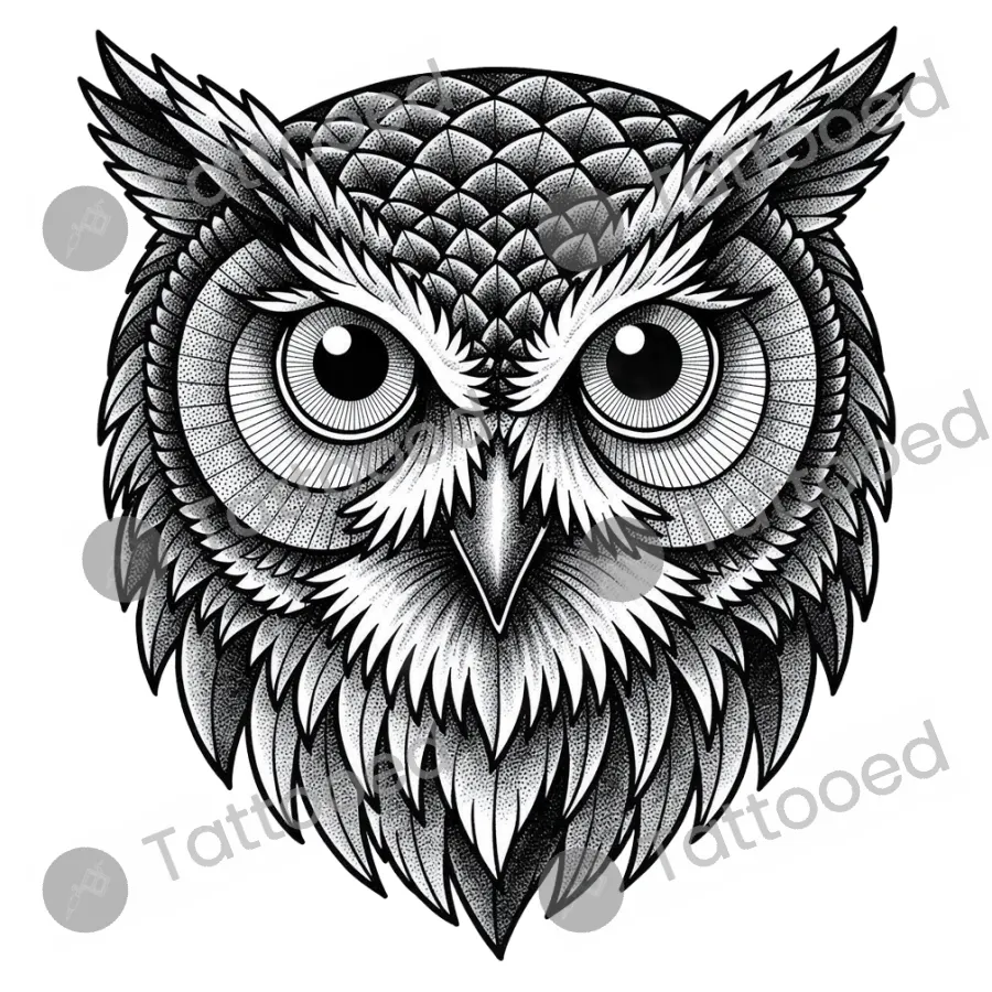 Owl, realism tattoo flash design