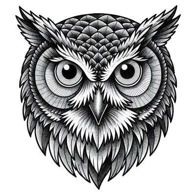 Owl, Realism tattoo flash design