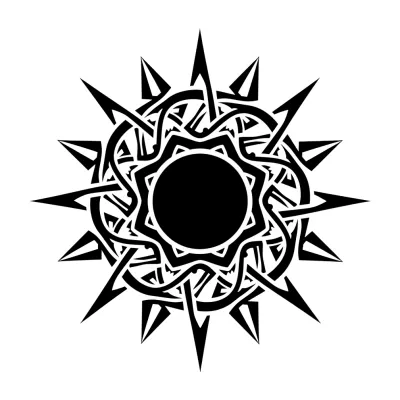 Tribal Sun Disc, Tribal tattoo flash design