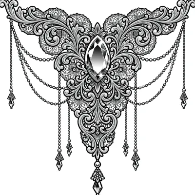 Sternum Pendant, Ornamental tattoo flash design