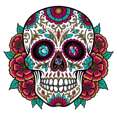 Sugar Skull (Dia de los Muertos) tattoo flash design