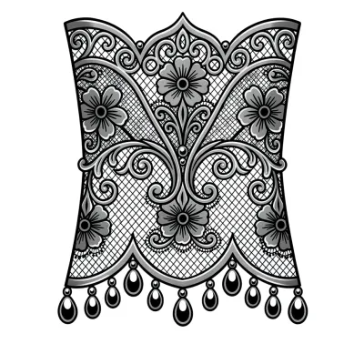 Lace Wrist Cuff, Ornamental tattoo flash design