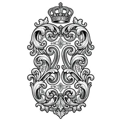 Baroque Scroll Panel, Ornamental tattoo flash design