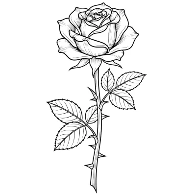 Fine Line Rose, Fine Line tattoo flash design