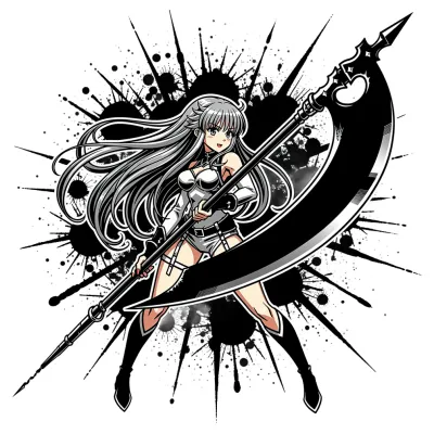 Scythe Girl, Anime tattoo flash design