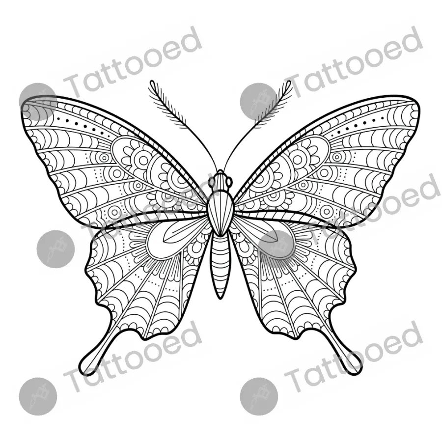 Fine Line Butterfly, fine line tattoo flash design