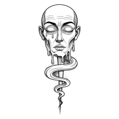 Face into Smoke, Surrealism tattoo flash design