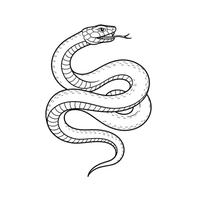 Fine Line Snake, Fine Line tattoo flash design