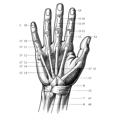 Anatomical Hand Study, Illustrative tattoo flash design