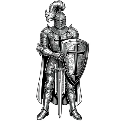 Heraldic Knight, Illustrative tattoo flash design