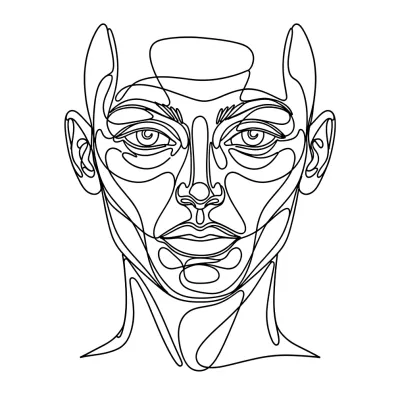 One Line Face, Minimalist tattoo flash design