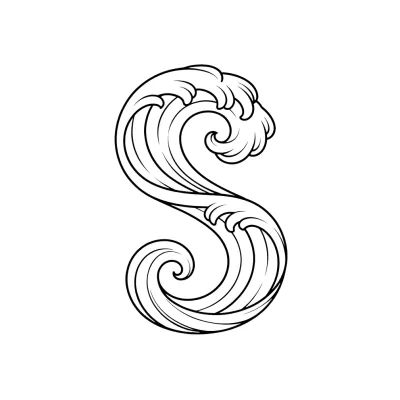 Single Stroke Wave, Minimalist tattoo flash design