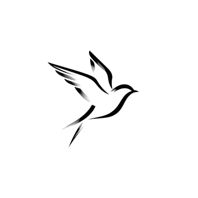 Four Stroke Bird, Minimalist tattoo flash design