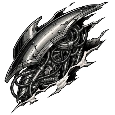 Lifting Armour Plate, Biomechanical tattoo flash design