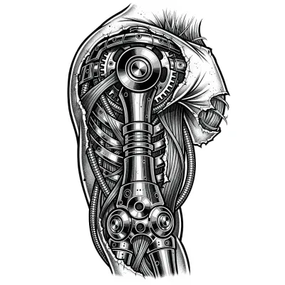 Shoulder Assembly, Biomechanical tattoo flash design