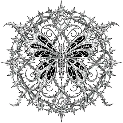 Thorned Butterfly, Cybersigilism tattoo flash design