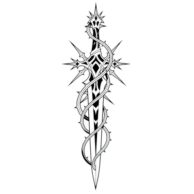 Spiked Dagger Form, Cybersigilism tattoo flash design