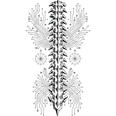 Razor Spine, Cybersigilism tattoo flash design