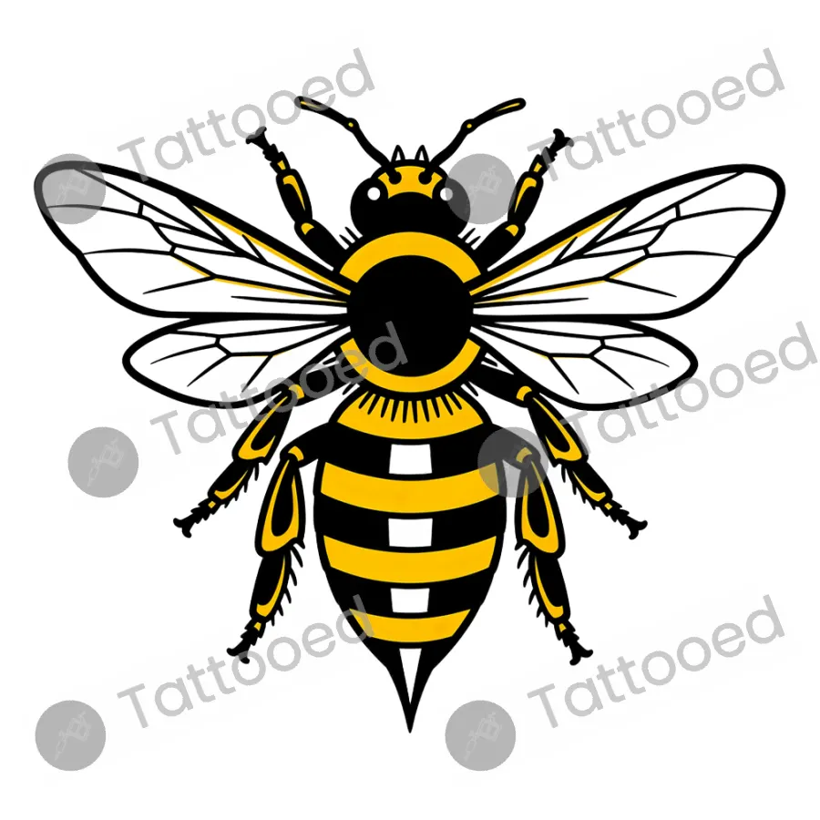 Honey Bee, traditional tattoo flash design
