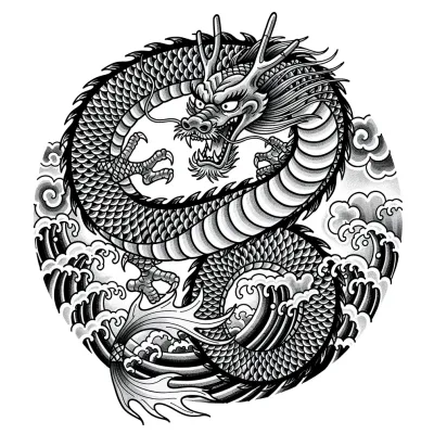 Dragon tattoo flash design