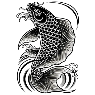 Black Koi, Traditional tattoo flash design