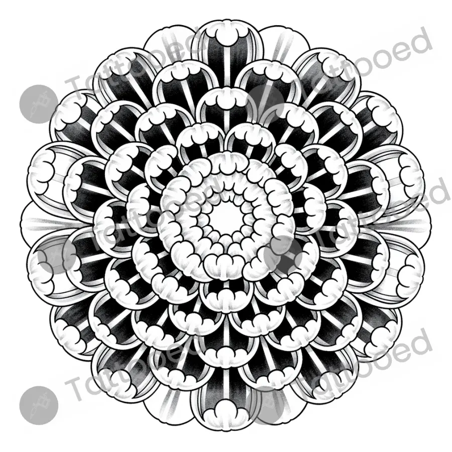 Chrysanthemum, traditional tattoo flash design