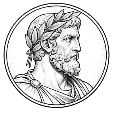 Stoic Marcus Aurelius Portrait, Fine Line tattoo flash design