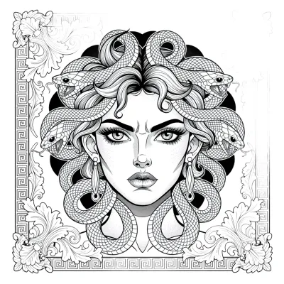 Medusa Portrait tattoo flash design