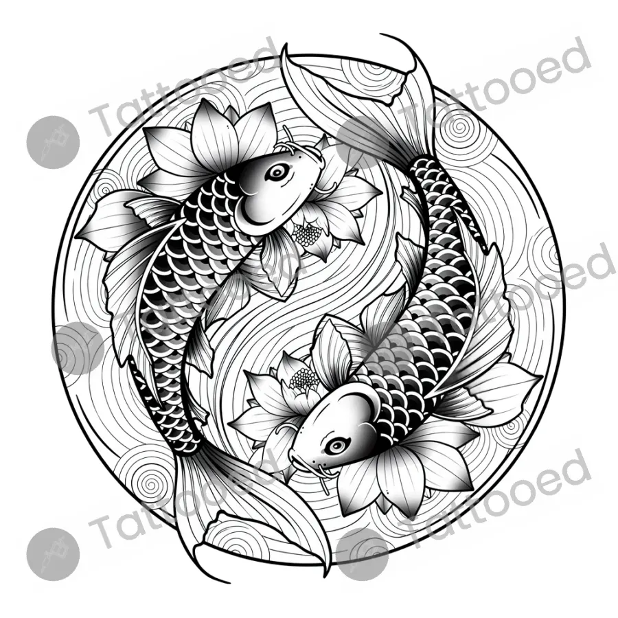 Koi Fish, japanese tattoo flash design