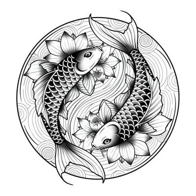 Koi Fish tattoo flash design