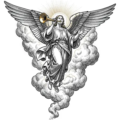 Celestial Messenger, Fine Line tattoo flash design