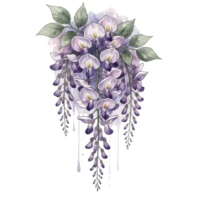 Watercolor Wisteria Sleeve, Watercolor tattoo flash design