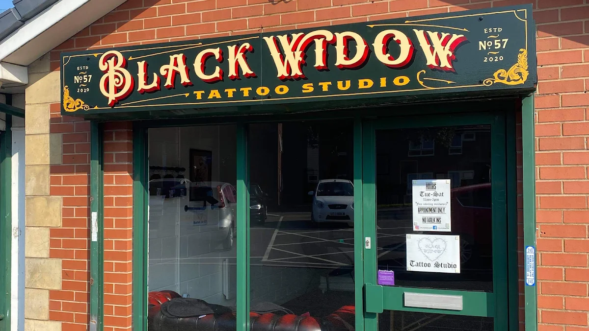 Black widow tattoo photo