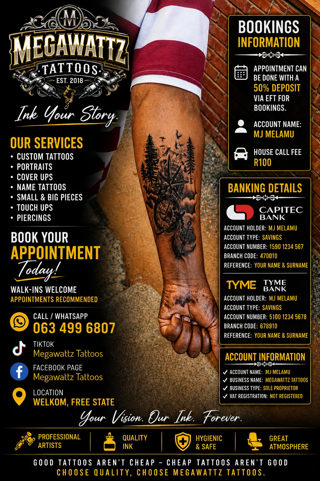 Megawattz Tattoos tattoo shop in Welkom