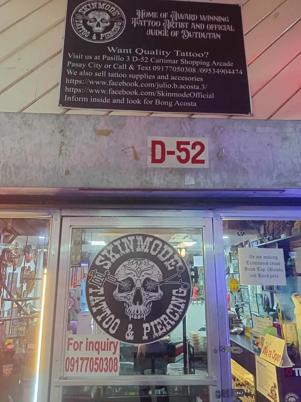 SKINMODE TATTOO AND BODY PIERCING tattoo shop in Pasay