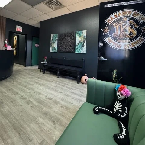 Da Kandy Shop Tattoo Studios WE MOVED DOWN THE STREET tattoo shop in Arlington, TX